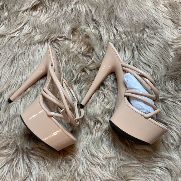 Cape Robbin Lili Nude Ankle Strap Platform Heels/ stilettos - Picture 4 of 13